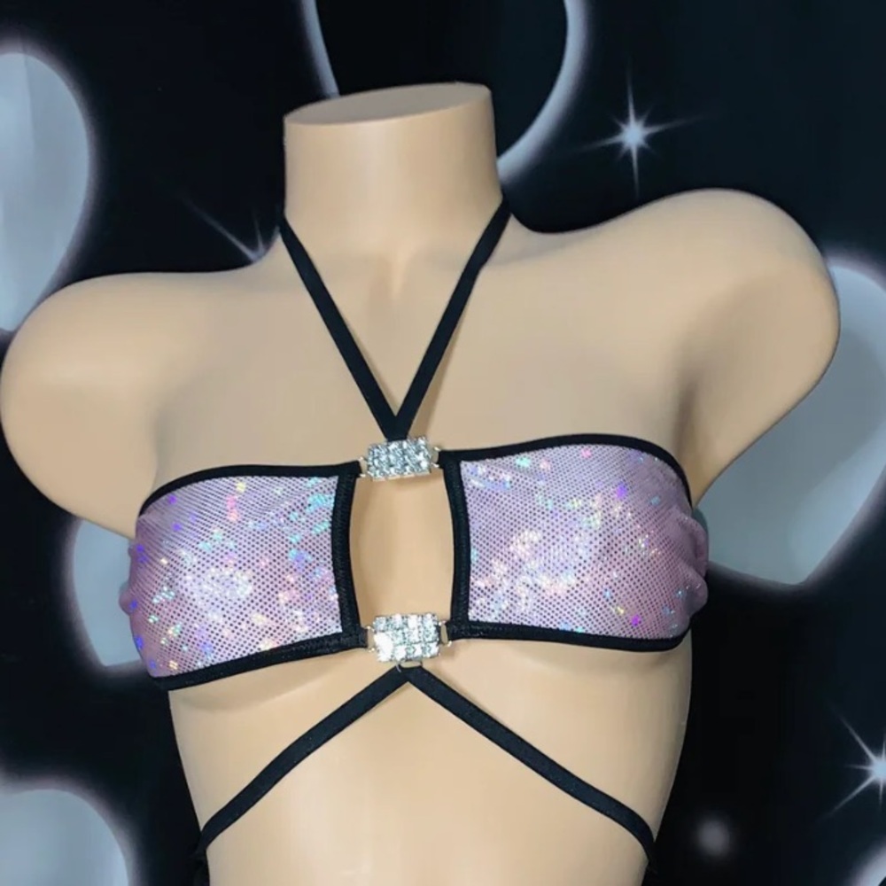 Sparkling Pink Strappy Bikini Set